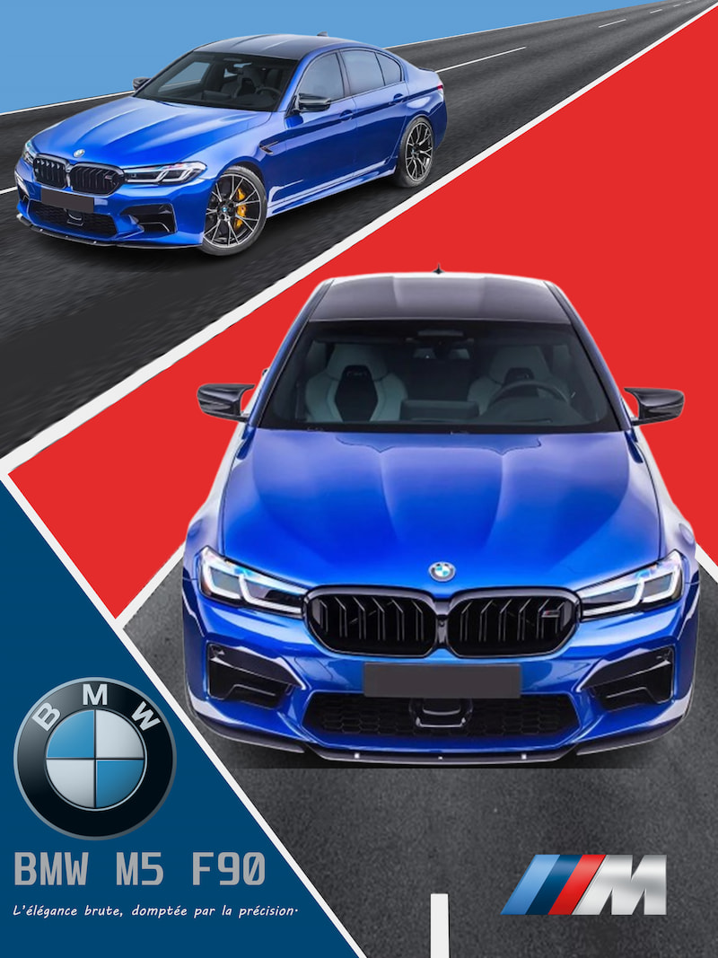 Affiche publicitaire BMW M5 F90 créée sur Photoshop par Jun Rault